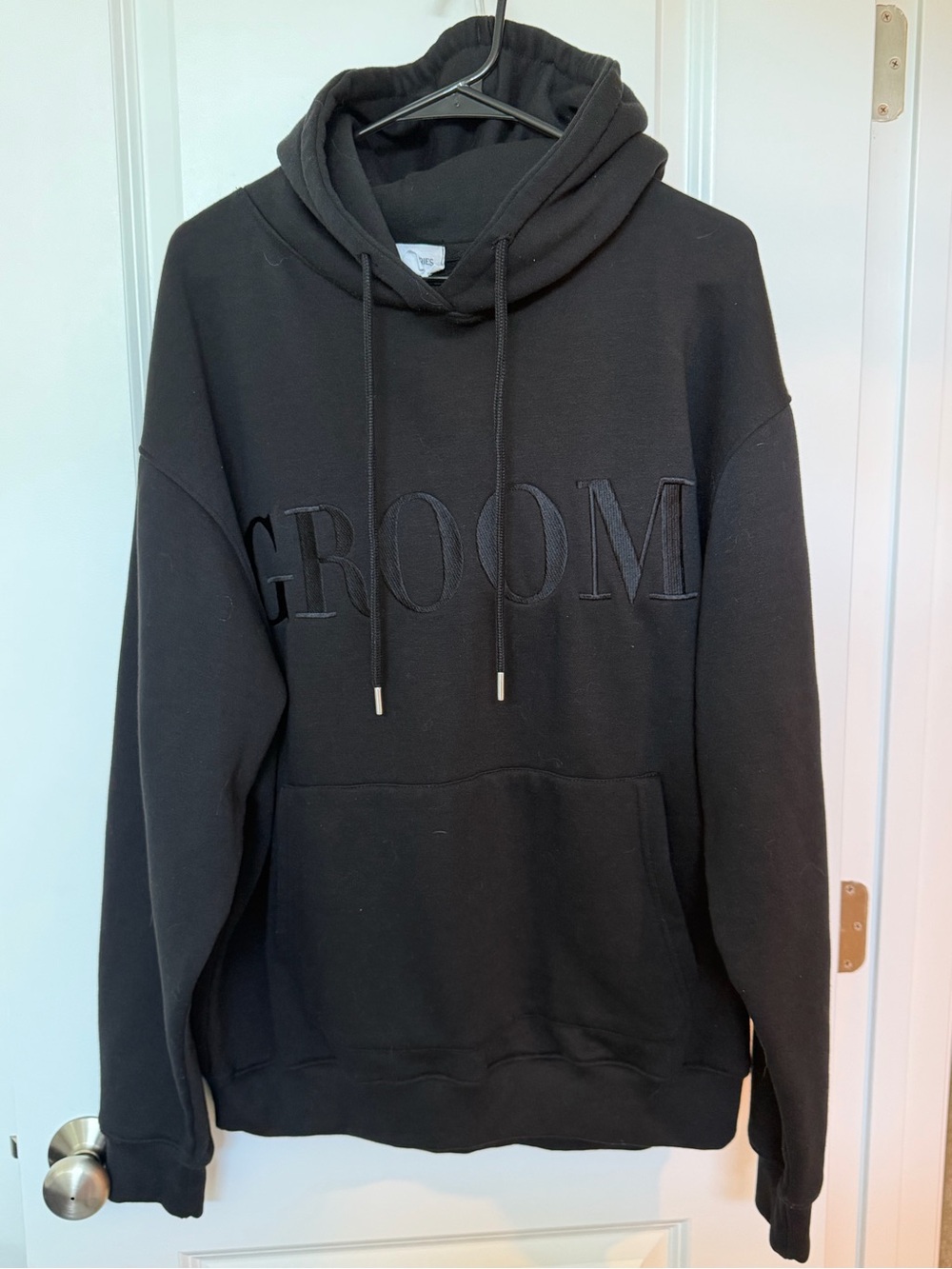 Black 'GROOM' Embroidered Hoodie